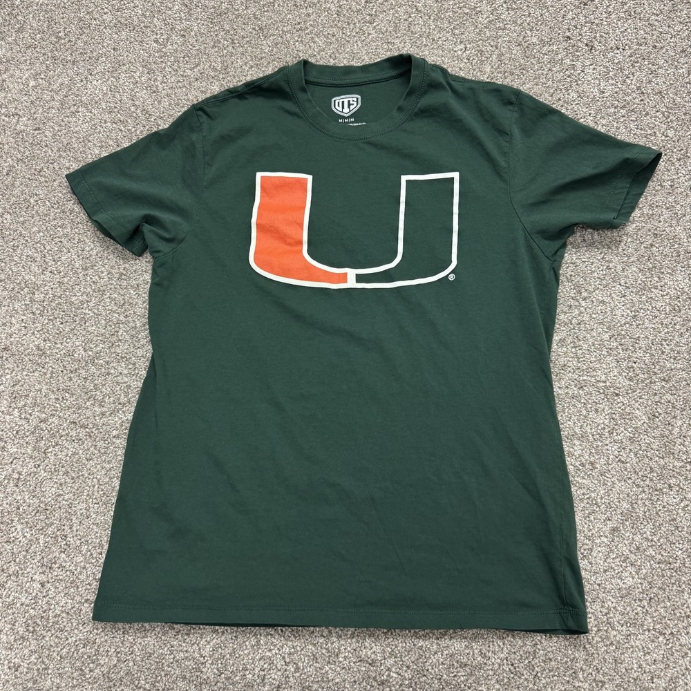 Miami Hurricanes Shirt Mens Medium Green NCAA Football OTS Short Sleeve Tee